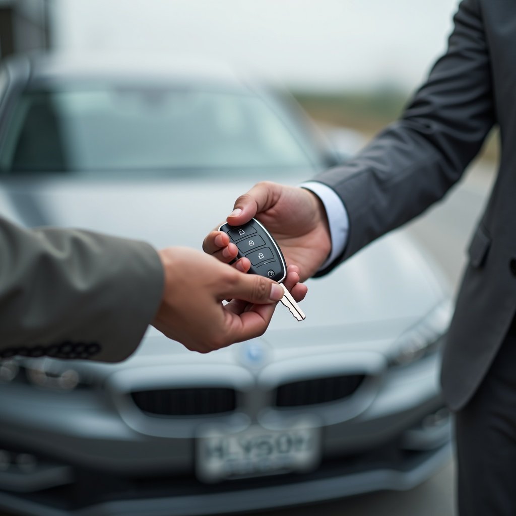 Remise de clés de voiture de la main à la main